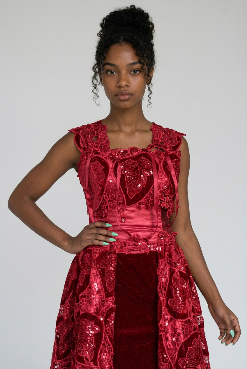 Red lace gown